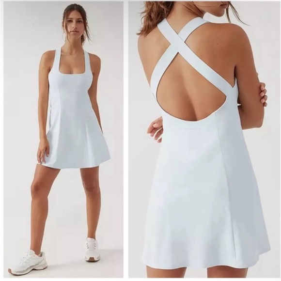 Outdoor Voices Dresses & Skirts - NEW Outdoor Voices Cross Back Tennis Dress White Size Small in color ice melt